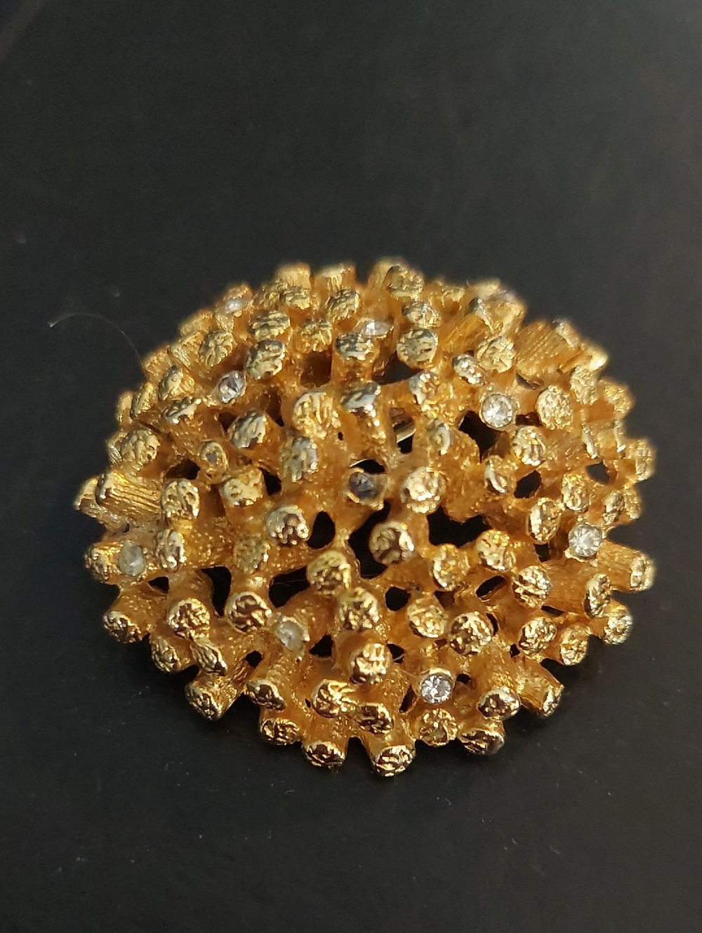 Sphinx Mcm Modernist Sputnik Goldtone Cluster Vintage Brooch Rhinestones  A2122